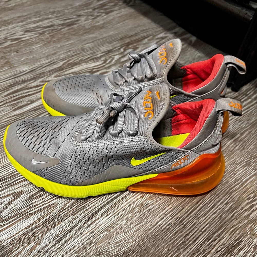 Nike Kids Sneakers Gray with Orange and Yellow Accents